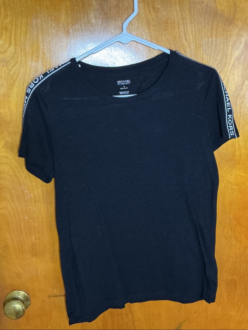 Michael Kors Black Short Sleeve Logo-Trim Tee